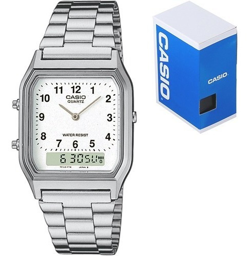 Reloj Casio Vintage Aq230 Acero Inoxidable Cronometro Alarma