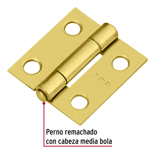 Bisagra Rectangular 1'' Acero A/latonado Hermex 43192