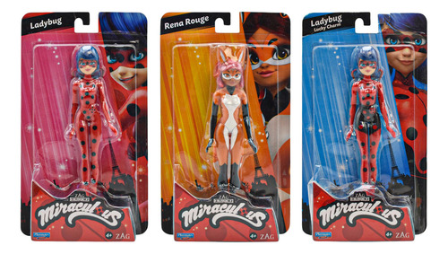 Zag Heroez Miraculous Pack 3 Figuras Ladybug Playmates Toys