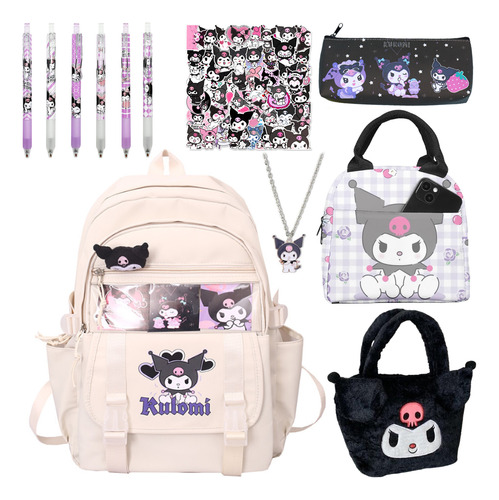 Juego De 61 Mochilas Escolares Kawaii Kuromi Y Kits De Bolso