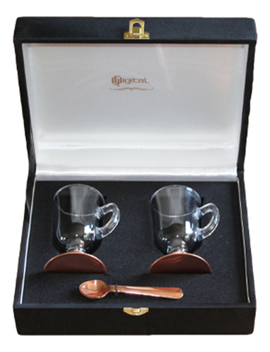 Set 2 Tazas De Cafe Capuchino Con Pie De Cobre 110cc