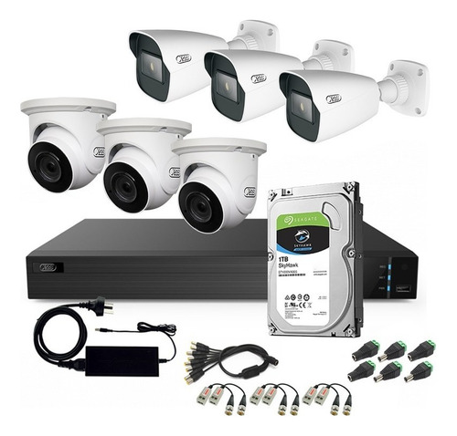 Kit 6 Cámaras X-28 Seguridad 1080p Dvr 8ch Disco 1tb