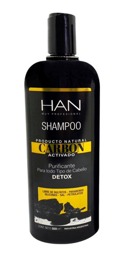 Shampoo Han Carbon Activado Purificante Detox S/sal X 500 Ml