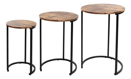 7penn Round Nesting Tables Set Of 3 - Wood Accent Nightstand