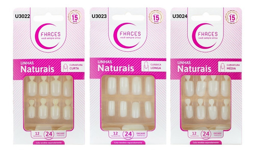 Unhas Fhaces Natural - Kit C/ 02 Unhas E 01 Cola