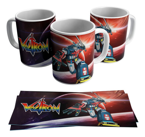 Taza Blanca 11 Oz / Voltron , Vehiculos 80's , M01 (1 Pz)