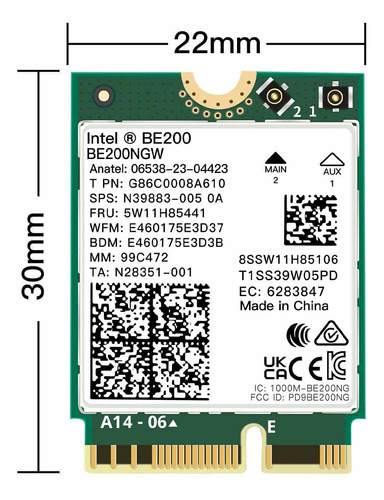 Tarjeta Wi-fi Intel Be200 Estándar M.2 Wifi 7 Bluetooth 5.4