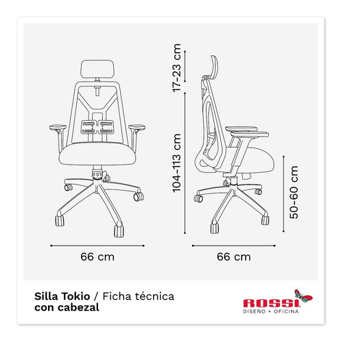 Imagen 9 de 9 de Sillón Ergonómico Tokio C/cab. M. Syncro Brazos Reg. - Rossi