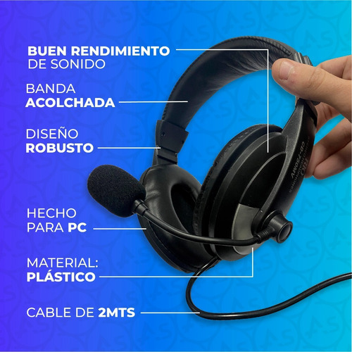 Imagen 3 de 10 de Auriculares Gamer Pc Con Microfono Auricular Gaming