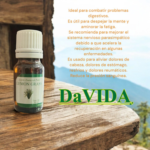 Aceite Esencial Puro Lemon Grass Davida 100% Natural