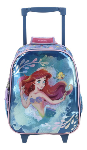 Kit Mochila Ruedas Kinder + Lonchera Chenson Ariel Agry 2025 Azul Claro Liso