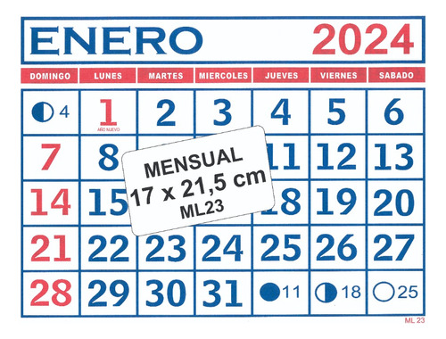 Almanaque Calendario Mensual De 17 X 21,5 Cm X 10 Unidades