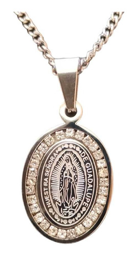 Medalla Virgen De Guadalupe Con Cristal Acero Inoxidable