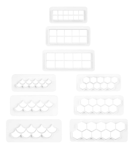 9 Pieza Cortador Fondant Galleta 3 Forma Geometrica Tapete