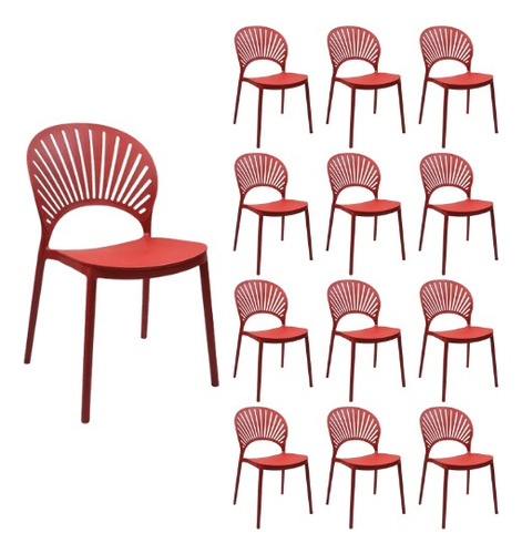 Set 20 Sillas Moderna Minimalista Abanico Mayoreo Restaurant Estructura De La Silla Rojo Asiento Rojo