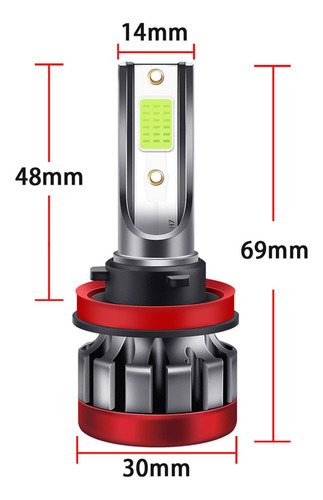 H8/h11 Led Farol Lâmpadas, 30w 3000 Lumens Super Brilhante L