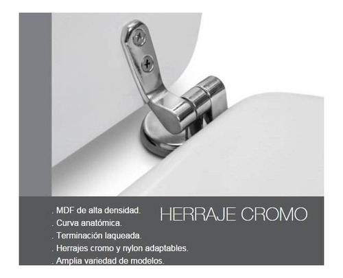 Tapa Asiento Baño Inodoro Marin Herraje Cromo Derpla