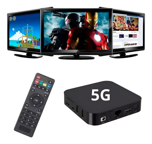 Tv Box Convertidor Smart Tv Con Control Negro