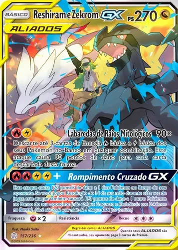 Cartão Pokemon Reshiram e Zekrom GX em segunda mão durante 70 EUR