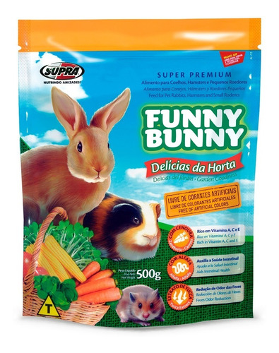 Ração Coelhos Hamsters Funny Bunny Delícias Da Horta 500g