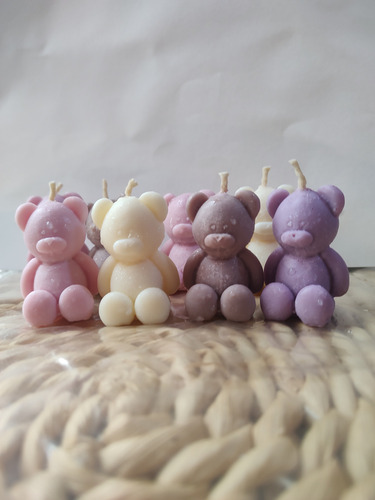 Velas Ositos Lisos Mini Aromáticas Personalizadas X 10 Blanco Lisa Vainilla