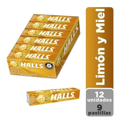Caramelo Halls Mentol Miel Y Limon Caja X 12 Unidades
