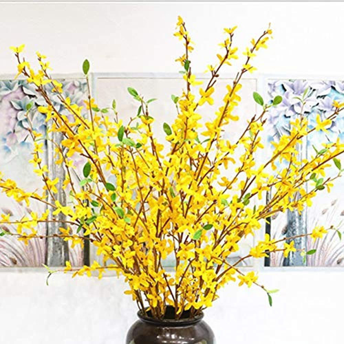 Yqyazl Flores Artificiales De Forsythia, 6 Piezas De 39,4 Pu