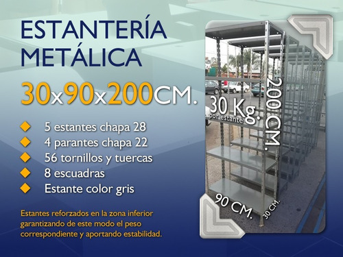 Estanteria Metalica 30x90x200 Cm Reforzada!