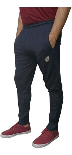 Pantalon Jogging Algodon Elastizado Azul Chupin 