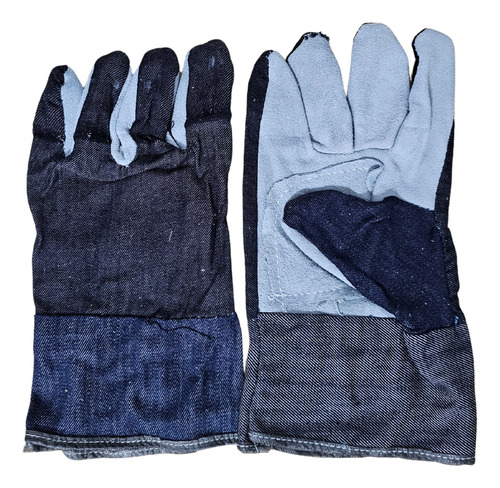 Guante Descarne Combinado Jean X Par Cuero Reforzado Corto