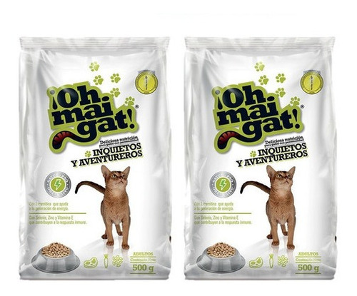 Alimento Para Gatos Oh Mai Gat Inquietos 500gr X2 Uds