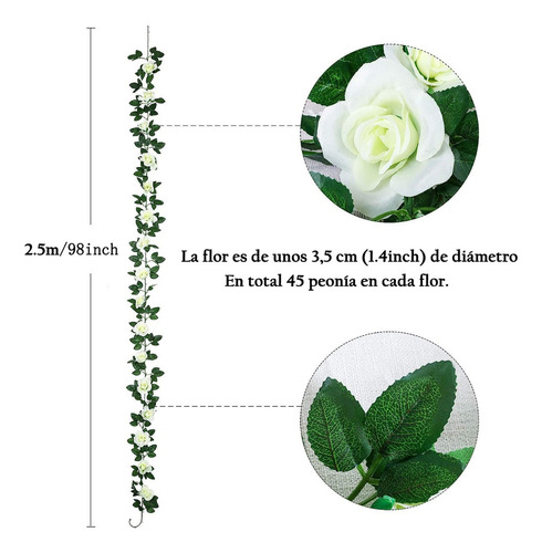 Xi 4 Artificiales Peonía Follaje Guirnalda Flores Colgante
