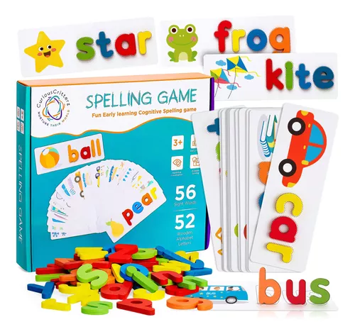  Juegos de ortografía de palabras CVC de madera, juguetes  educativos para niños de 3 a 6 años, actividades de aprendizaje de jardín  de infantes, juguetes de aprendizaje de ver y ortografía