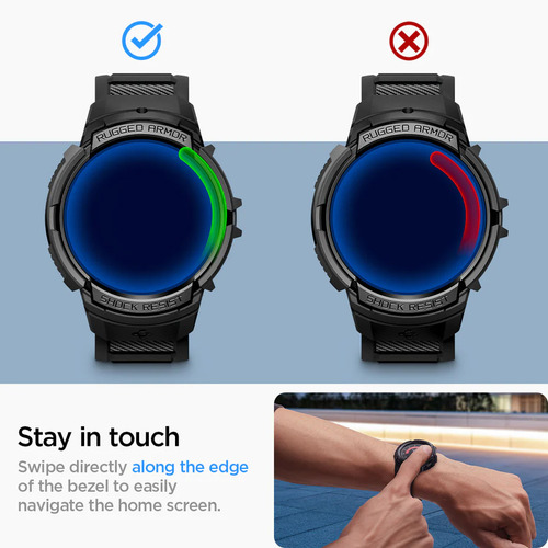 Estuche Pulso Manilla | Spigen Rugged Armor Pro Para Samsung Galaxy Watch 6 44mm | Robusta Antichoque G Shock - Negro