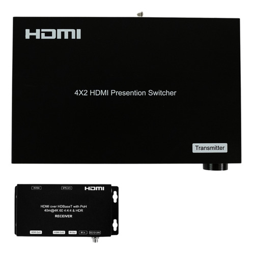 Switcher Hdmi 4x2 Smart Presentation Microfone, Usb-c E Exte