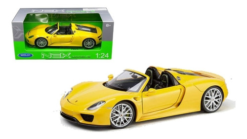 Welly 1:24 Porsche 918 Spyder Amarillo Convertible Caja 