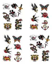 Comprar Adhesivo De Tatuaje Temporal Anchor Skull Swallow, Impermeab