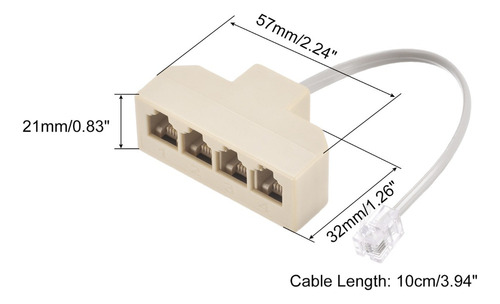 Conector Telefónico Rj11 6p4c Macho A 4 Hembra 3pzs