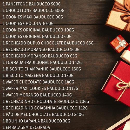 Imagem 3 de 5 de Cesta De Natal Bauducco 20 Itens Grande