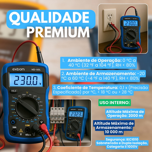 Multímetro Digital Portátil Profissional Md-180l Com Bateria
