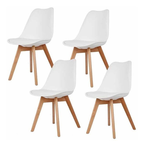 Pack 4 Sillas Nórdicas Acolchadas Blancas Eames