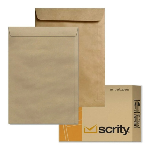 Envelope Saco Papel Kraft Natural 22,9x32,4 cm 80g Scrity 100 Und
