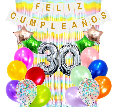Combo Globos Cumpleaños Perlados Cristal Confeti Multicolor