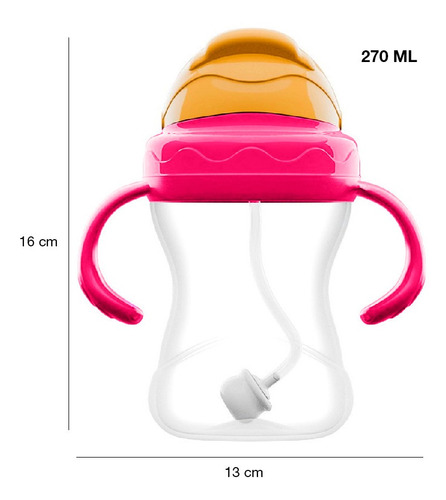 Imagen 2 de 10 de Vaso Con Sorbito 270ml Antiderrame Irrompible P/bebés Niños