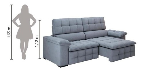 Sofá retráctil reclinable Elite, 215 cm, delgado, terciopelo de plomo, color gris