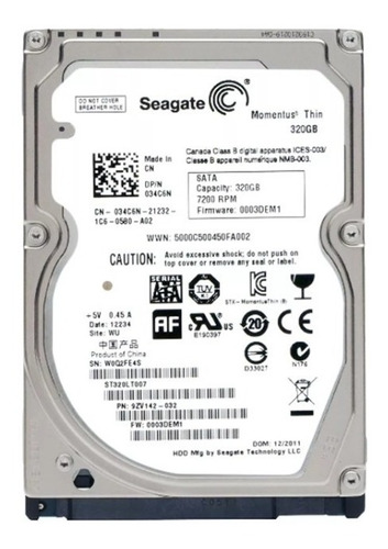 Disco Duro Para Laptop 320gb Nuevo 2,5 Sellado Laschimeneas