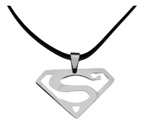 Dije Logo Superman Calado Acero Quirurg C/ Cordon Soga