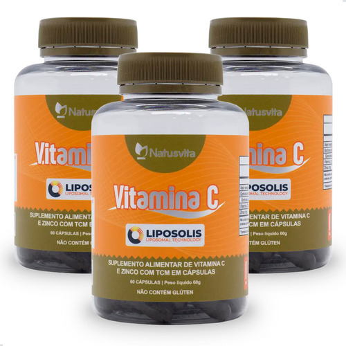 Kit 3und 180 Cáps Vitamina C Lipossomal Com Tcm E Zinco