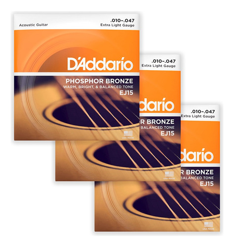 Encordado Guitarra Acus Daddario Ej15-3d Phosph Bronze Cuo