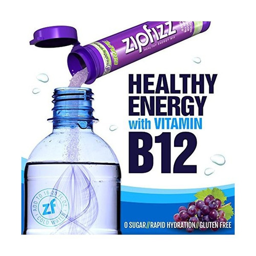 Zipfizz EnergĂa Saludable Mezcla De La Bebida, Uva, 20 Conde